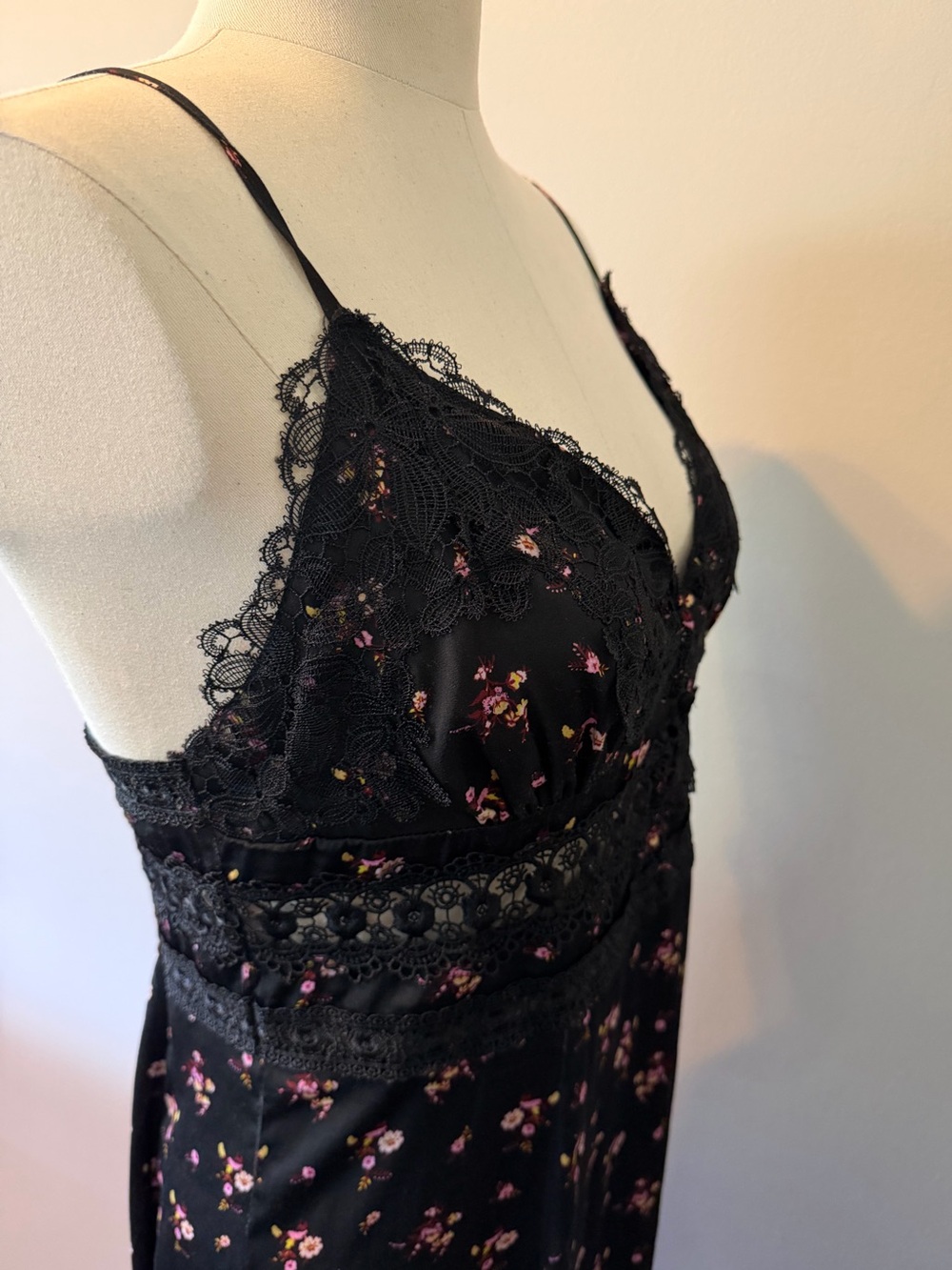 Free People Black Floral Lace-Trim Maxi Dress - Picture 5 of 9